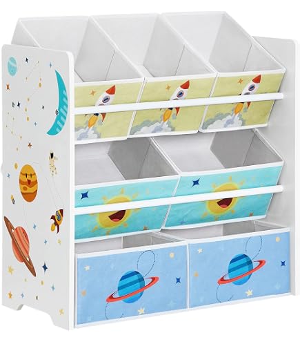 Relaxdays Étagère Enfant 9 Boîtes De Rangement Colorées - Organisation Jouets XL 88x86x31 Cm
