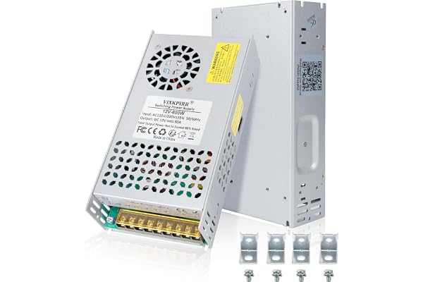 VIXKPIRR CC 12V 50A 600W Alimentation Transformateur 220V CA à 12V CC Convertisseur 50A 600W Alimentation pour LED Moteur Pompe 3D Imprimeur CCTV Radio