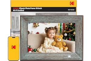 KODAK Cadre Photo Numérique WiFi Cadre Photo Numerique 10 Pouces, Cadre Numérique Photo avec HD IPS à Écran Tactile, Bois Smart Cloud Cadre Photo Connecté avec 32Go Espace, Partagez des Photos via App