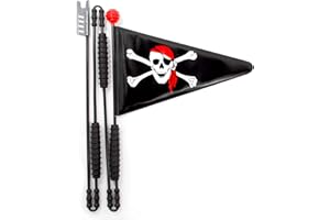 Cycley, bandierina per bicicletta per bambini, pirata, 4 pezzi, lunghezza 160 cm, ad esempio bandierina di sicurezza per bici