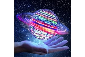 OKKIDY Jouet Balle Volante, Mini Drone Volant, Boule Volante, Fidget Spinner Galactique, Globe Cosmique, Boomerang avec Lumière RVB, Jouet d'Extérieur, Cadeau de Noël pour Enfants de 6, 7, 8, 9, 10+