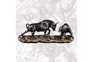 CUTFOUWE Wall Street Stock Market Charging Bull Thrusting Bear Figuri-Abstrakt Kunst Tischplatte Rinder Figur Finanzmakler Geschenk,Deko skulptur modern