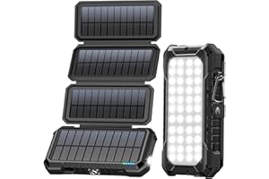 BLAVOR Solar Powerbank 20000mAh Tragbare Solar Ladegerät mit 4 Solarpanels, Outdoor wasserfester externer Akku mit 4 USB Ports 18W Schnelles Ladegerät QC 3.0 USB C Power Bank für Handy Tablet