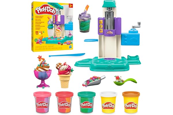 Play-Doh Mes Glaces Arc-en-Ciel, Jouet Créatif avec Pâte à Modeler Bicolore, Machine à Crème Glacée et Accessoires, pour Enfants Dès 3 Ans