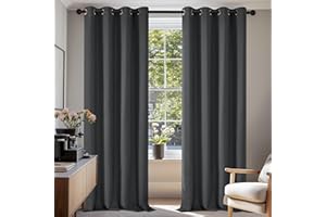 Deconovo Blackout Curtains Eyelet, Energy Saving Super Soft Thermal Insulated Bedroom Curtains for Kids, W80 x L84, Dark Grey, 2 Panels