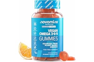 ‎NOVOMINS Omega 3 Gummibärchen - Omega 3 Vegan Alternative zu Fischöl - Omega3 6 9 mit 200 mg Perillaöl - 1 Monatsvorrat - Herz Gehirn und Augen - 60 Stück - Novomins