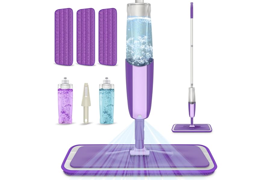 Spray Mops for Cleaning Floors - MEXERRIS Floor Mop with 3 Reusable Pads 2 Refillable Bottles - 360°Rotatable Wet Dry Kitchen Mop Hardwood Floor Mops for Wood Laminate Wood Tiles Floors Cleaning