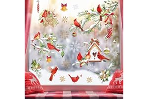 wondever Pegatinas de Ventana Navidad Pegatinas de Anticolisión Cardinal Pájaro Rojo Navidad Calcomanías de Ventana Doble Cara Fiesta de Navidad de Decoración Navidad para casa