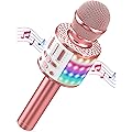 Microphone Sans Fil Bluetooth , Portable Karaoké Micro Haut-Parleur Avec LumièRe, Pour Enfants/Adultes Chanter Club Noël Anniversaire Soiree Famille Youtube Live, Idée Cadeau