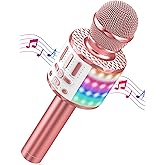 MicQutr Karaoke Microphone for Kids Wireless Bluetooth with Voice Change and LED Lights - Birthday/Christmas Gift for 3-12 Ye
