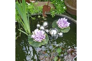 Storm's Gartenzaubereien Miniteich Komplettset mit 2 künstlichen Seerosen lila Schwimmkugeln - Teichkugeln in Silber