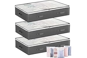 YUETOGUO Underbed Storage Bags Foldable 3Pcs Large Under Bed Storage Box with 6 pcs Large Clothes Storage Bag,Under Bed Storage Bag with Reinforced Handle for Clothes Quilts Blankets Bedding