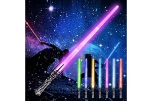 Moocuca Lichtschwert Kinder, RGB 7 Farben Led Lightsaber mit Licht und Sound, Laserschwert Sta Wars, Cosplay Spielzeug Einziehbares Laserschwert Kinder