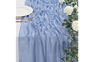 YMHPRIDE 1 Packs Dusty Blue Cheesecloth Table Runner,10 ft Cheese Cloth Gauze Tablecloth 80x300cm Rustic Gauze Fabric Boho Table Runner,for Wedding Bridal Shower Decorations