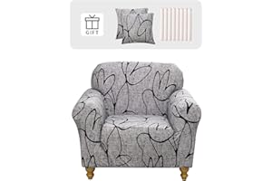Lydevo Sofa Cover 1 Seater Stretch Sofa Cover Universal Sofa Slipcover 1 Piece Spandex Loveseat Couch Cover Washable Elastic Fabric Furniture Protector for with 2 Cushion Covers,Gray Flower
