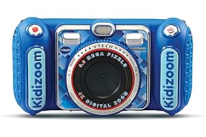 VTech - KidiZoom Duo DX Bleu, Appareil Photo Numérique Enfant 10 en 1, Photo, Selfie, Vidéo, Écran Couleur, Lecteur MP3, Casque Audio, Cadeau Enfant de 3 Ans à 12 Ans - Contenu en Français