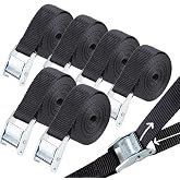Darkyoun Germe kayışı, kısa bağlama kayışı, kelep&ccedil;eli kilitli, siyah, yaylı kilit, 6 x 1 m, sabitleme kemeri, bisiklet, germe