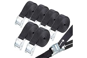 DARKYOUN Krótkie pasy mocujące z zamkiem zaciskowym, czarne, 6 x 1 m, pasy mocujące do roweru, bagażnika, bagażnika, na kemping