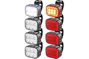 MOGZZI Lumière Velo Avant et Arrière, 4 Kits Eclairage Velo a LED Puissant 8/12 Modes Options IPX65 Étanche, Feux Lampe Vélo USB de Montagne ou de Nuit Lampe de Sécurité pour Les Hommes Femmes Enfants
