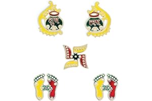 SWACRAFT Kalash Diwali Shubh Labh with Laxmi Charan Paduka Feet Pagala Diwali Door Rangoli Floor Decorations Table Decoration Studded Stones Sequins Traditional Festive Home Door Floor Décor