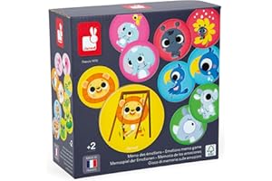 Janod - Memo de Emociones - Juego de Memoria - Descubrimiento de Emociones - Juego Educativo - Desarrolla Memoria y Vocabulario - Desde 2 años - J02625