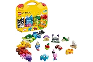 LEGO Classic Valigetta Creativa, Contenitore Mattoncini Colorati con Macchina Giocattolo, Nave, Casa, Castello e Animali da Costruire, Giochi per l'Apprendimento per Bambini e Bambine da 4 Anni 10713
