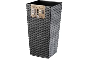 ‎KADAX KADAX Blumentopf, Blumenkübel aus Kunststoff, Pflanzkübel für Blumen, Innen- und Außenbereich, Garten, Balkon, Terrasse, Haus, wetterfest, Rattan Imitation (57cm Höhe, Grafit Rattan)
