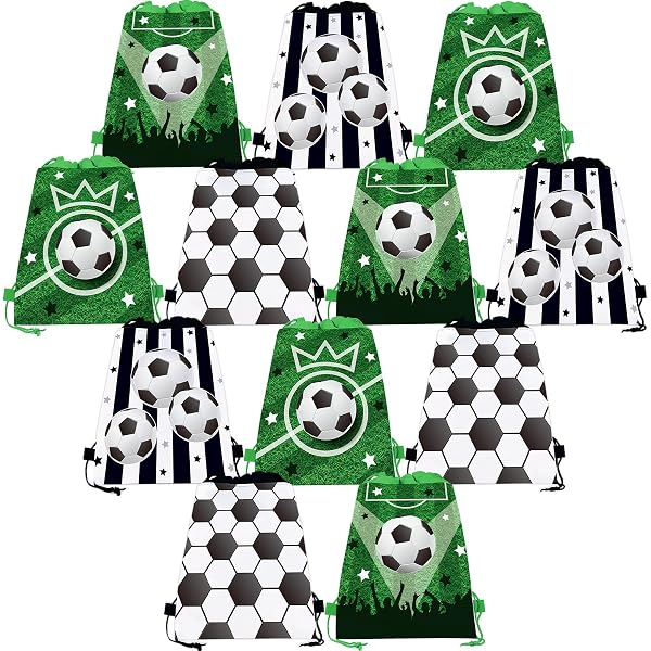 Lot 12 Sacs à Cordon Thème Football – Sacs Cadeaux Anniversaire Enfants – Sacs Sport Cadeaux Fête Garçons Filles