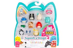Squish-a-longs SQAL0086-8er Pack, enthält 8X 2,5 cm Mini-Squish mit 2X Accessoires, 1x Ring und 1x Collectors Guide (Serie 3, Style 4) - Sammeln, Tauschen und Spielen