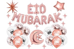 EID Mubarak Decorations for Home, 37pcs Eid Mubarak Balloon kit, EID Decorations, Foil and Latex Eid Balloon set by UNIQVERSAL - Rose Gold