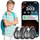 GPS Tracker for Kids 4 Pack, Security Air Tags with Pins Works with Apple Find My (iOS only),Lost Mode, Mfi Certified Anti-Re