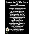 Memories Of You Mum Memorial Graveside Poem Keepsake Card Includes Free Ground Stake F77