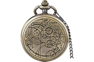 Tiong Vintage Bronze/Silver/Gold/Black Quartz Pocket Watch for Men Arabic Numerals White Dial Men's Pocket Watches with Chain
