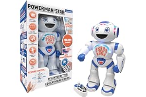 LEXIBOOK, Powerman® Star ROB85EN Remote Control Talking Robot STEM Programmable for Children 4+ Years