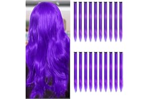HUSAIHU 20 PCS Hair Extensions, Purple Hair Extensions for Girls, 55cm/ 22inch Clip In Hair Extension Straight Extensions for Party, Festival Hair Accessories Hair Pieces for Women (Purple)