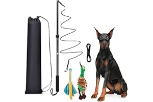 KOXXUD Flirt Pole Dogs, Dog Flirt Pole Extra Strong for Large Medium Small Dogs to Keep the Dog Entertained and Physically Exhausted Rope+Duck