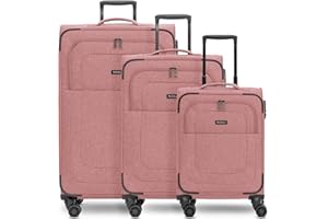 REDOLZ Set de valises 3 pièces pour Femmes & Hommes | Trolleys de Voyage légers & Stables, Softcase de Haute qualité, 4 roulettes Doubles & Serrure TSA |Extensible avec Soufflets (Essentials 12)