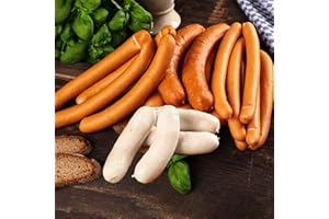 ‎PIKANTEN WURSTBARON® - Wurst Probierpaket - Currywurst, Wiener Würstchen, Käsekrainer, Käse, Wiener Weißwürste - 1600g