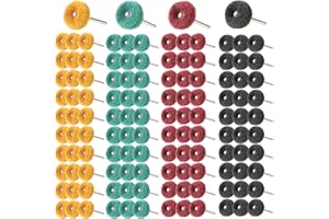 PMIQSA Lot de 120 Roues de Polissage Abrasives 25 mm, Grain 80/150/240/400, Accessoires de Polissage pour Outils Rotatifs Dremel