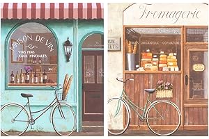 DCINE Cuadro de Madera Bicicleta Vintage. Placas de Madera Set de 2 Cuadros de 19 cm x 25 cm x 4 mm unid. Adhesivo FÁCIL COLGADO. Adorno Decorativo. Decoración Pared hogar