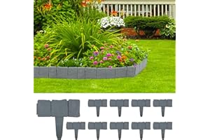 Forever Speed 10PCS Recinzione per Giardino 2.5m Grigio Bordi da Giardino Effetto Pietra Bordo per Prato Adatto in Plastica per Aiuole e Prati