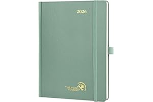 POPRUN A5 Diary 2026 Week to View (22x16.5 cm) Hardback Appointment Diary Vertical Weekly Planner 26, Inner Pocket, 100GSM Paper (Midnight Green)