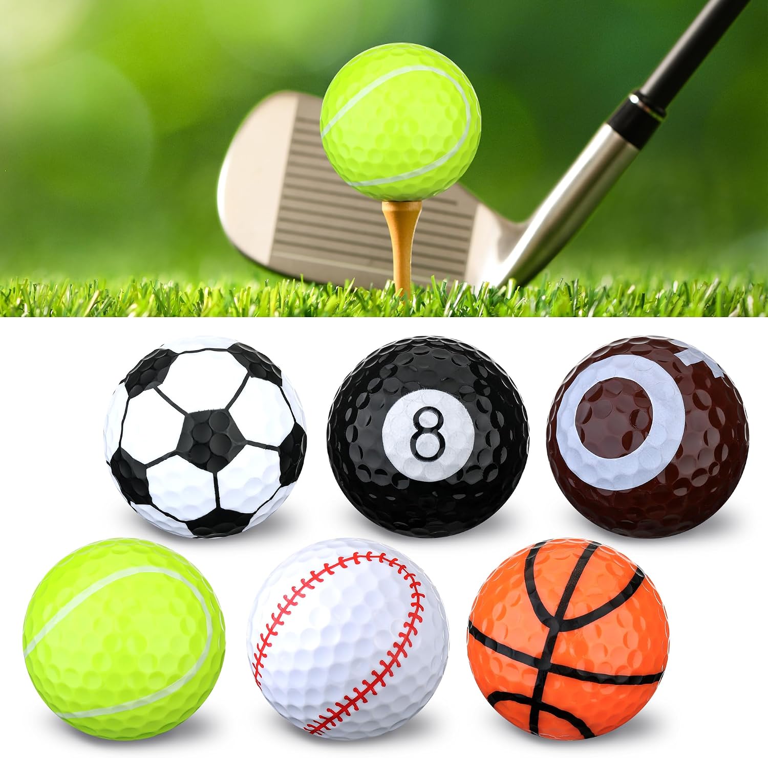 6 Pelotas de Golf Divertidas, Bolas de Golf Novedosas con Cubierta de Cubierta de resina y Núcleo de Goma, Accesorios y Regalos de Golf Divertidos para Hombres y Golfistas en Cumpleaños y Vacaciones
