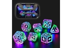 FONVGOGO Leuchtendes DND Würfel Set, Wiederaufladbar Coole LED DND Würfel 7-teilig mit Ladebox, Polyedrisches Dungeons and Dragons Würfelset für Rollenspiele Tischspiele (Astralsplitter Mischfarbe)