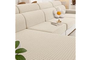 YSTELLAA Funda Asiento Sofa, Funda Cojin Sofa Ajustable, Funda Sofa Cojines Separado, Fundas De Cojín Elástico, Universal Fundas De Asientos Sofá (Chaise Longue, Beige)