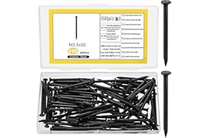 LIYIJIKEJI 100 Pcs Masonry Nails Set, Assorted Round Flat Head Wall Nails for Woodworking, Tacks for Wood Furniture Concrete Picture Hanging DIY Crafts Home Repairs (50mm/1,97 Inch, Black)