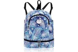 HUA ANGEL Leichter Rucksack Mit Kordelzug Sportrucksack Damen Mit Schuhfach Und Nassfach Wasserdichter Beutel Mit Kordelzug Für Reise Schwimm Training Beach Yoga Basketball FußBall