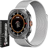 Rongep Samsung ile Uyumlu Galaxy Watch 7 Ultra 47mm İ&ccedil;in Milano Loop Metal Hasırlı Kordon Manyetik Yapılı Hafif Tasarımlı Bil