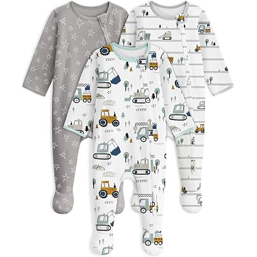 Grenouillère Bébé Garçon Kiddiezoom - Manches Longues Coton Bio Pieds Couverts