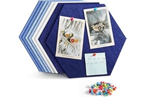 Uoisaiko Grand Tableau Hexagonal en Liège 30x26 cm, 8 Pièces Tableau d'Affichage en Feutre avec 30 Punaise, Panneau Liege Mural pour Bureau, Maison